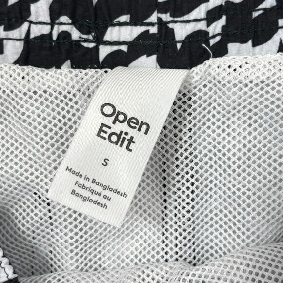 Open Edit Recycled Volley Swim Trunks Black White Geo Print - Picture 6 of 7